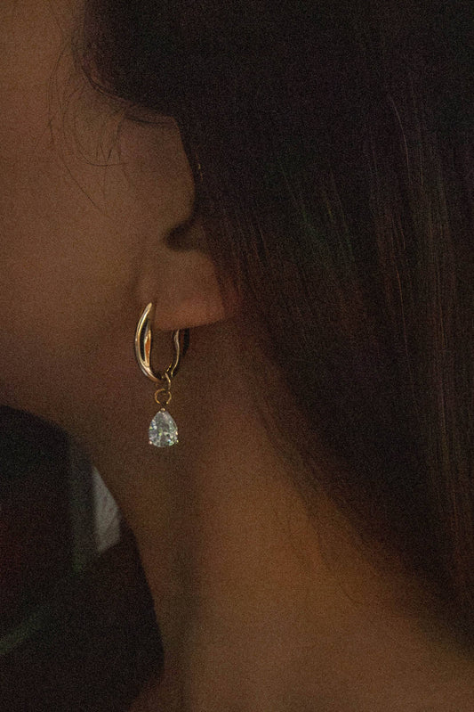 Lovoda Crystal Tear Hoop Earrings