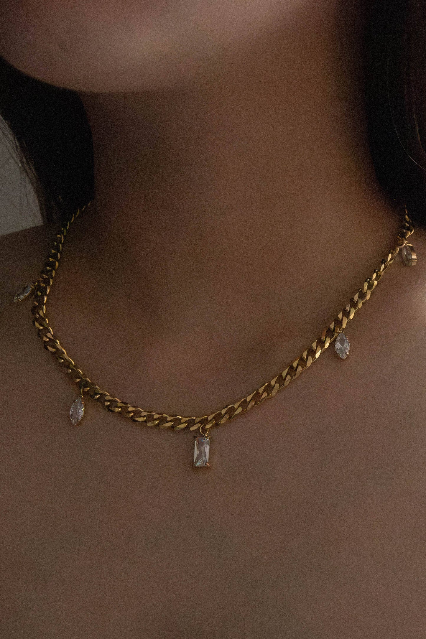 Lovoda Mixed Stone Charm Necklace -14K Gold Plated