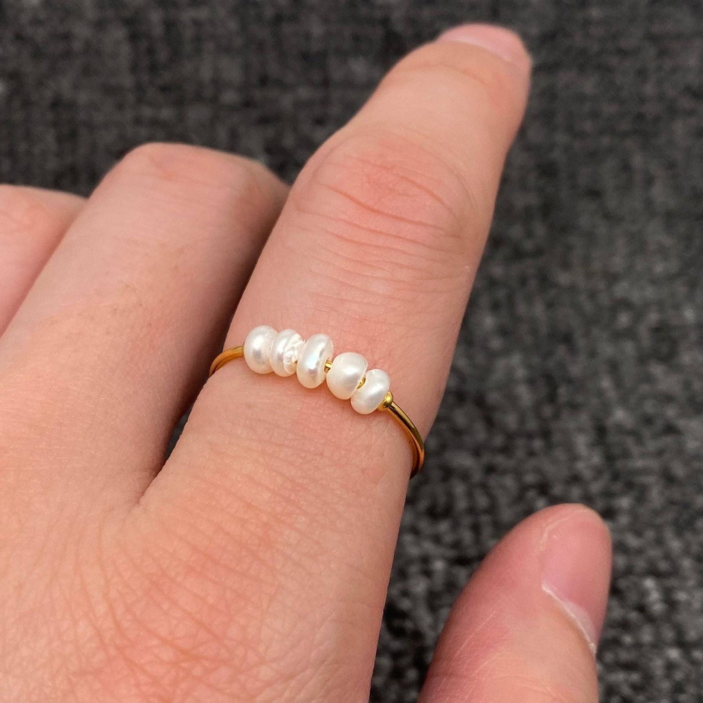 Mio Queena Pearl Beaded Ring - Gold