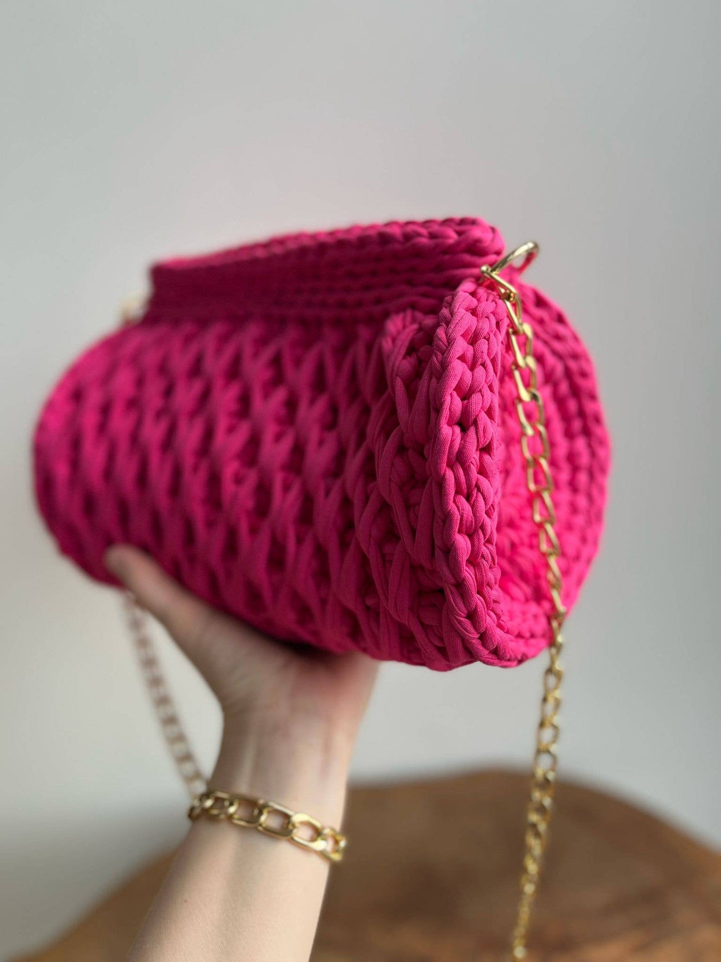 Macrame Shoulder Bag - Fuschia