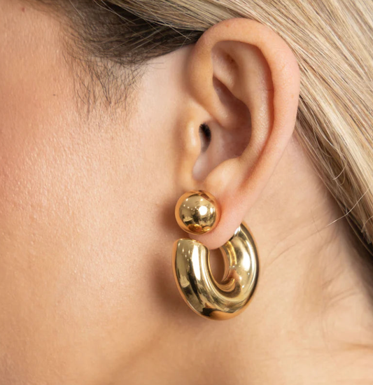 Thea O Hoop Earring - 14k Gold Plated Stainless steel