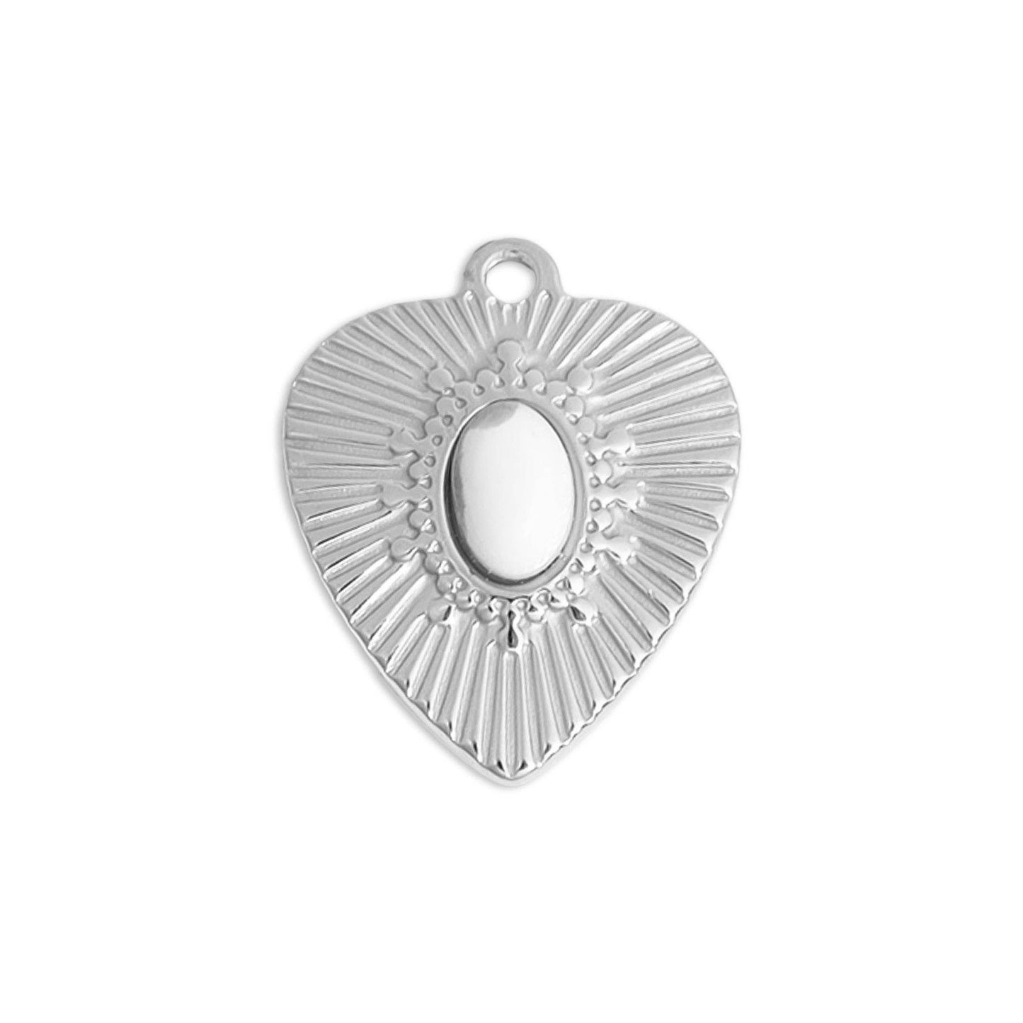 WJW Sunburst Heart Charm - Stainless/Howlite