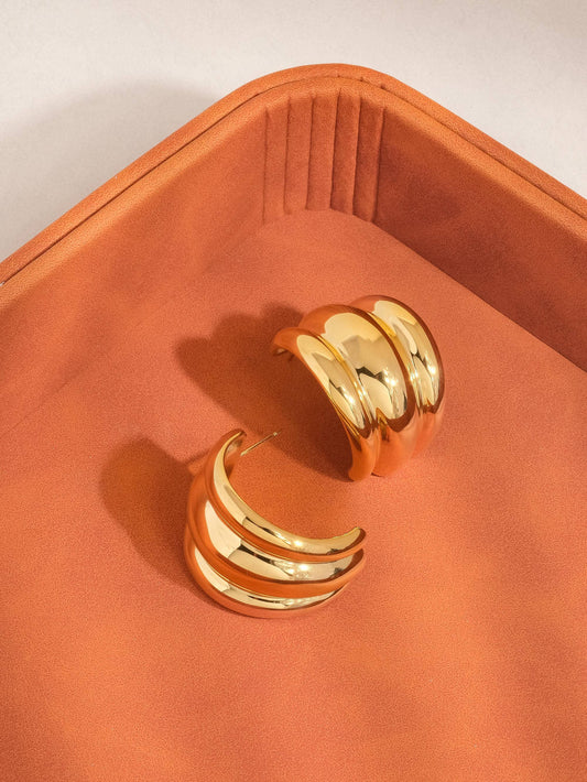 FM Colton Layered Spiral Earring - 18K Gold Plated