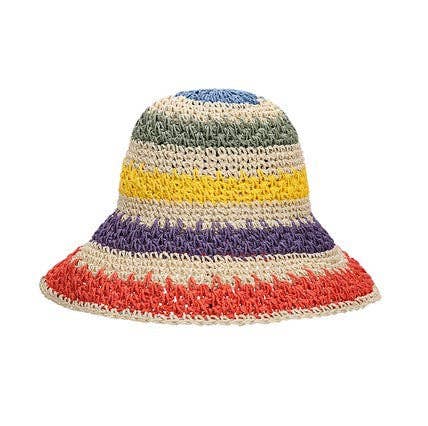 AC Rainbow Woven Straw Bucket Hat