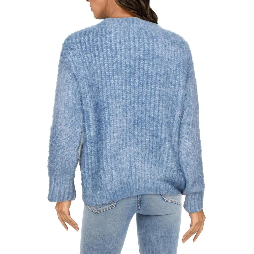 Aqua Crop Pointelle Mock Sweater - Blue
