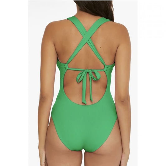 Becca Gia Plunge One Piece Swimsuit - Green