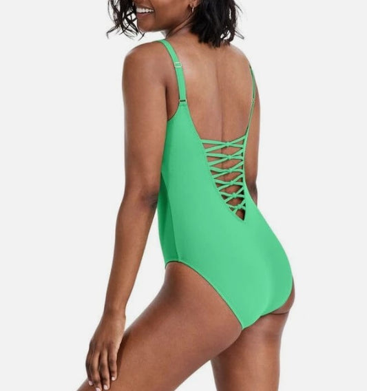 Bleu by Rod Beattie Core-Lace-Down Mio One-Piece Swimsuit - Parakeet