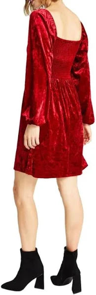 Bar III Velvet Fit & Flare Dress - Red