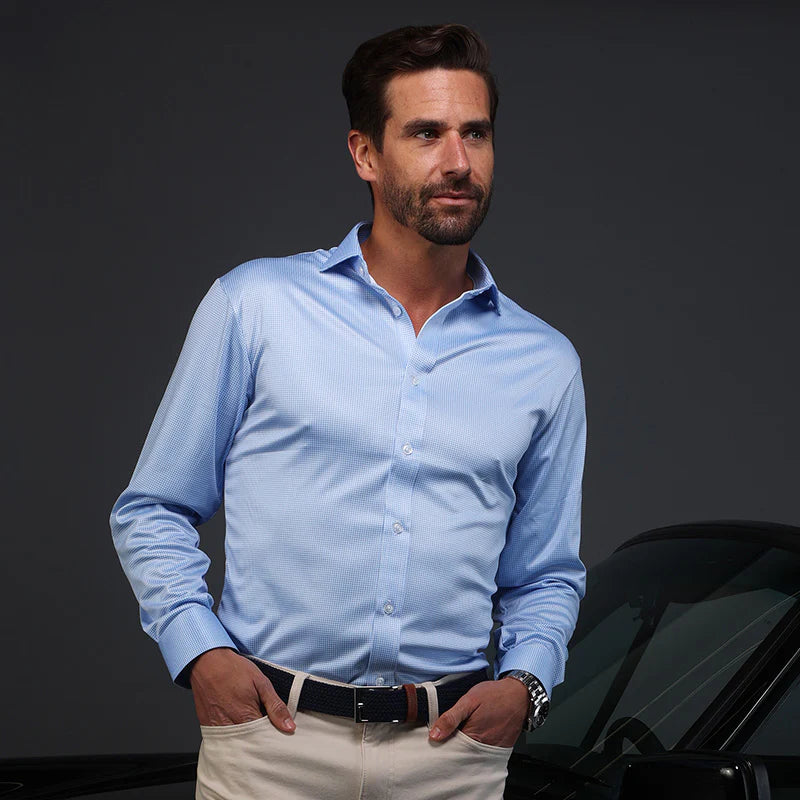 Collars & Co. Quattro Flex Dress Shirt - Blue/White