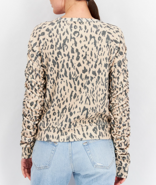 Chaser Ribbed Animal Print Top - Cream