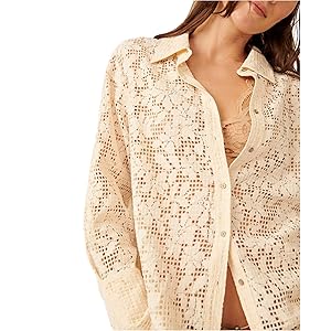 Free People In your Dreams Lace Button Down Top - Tea