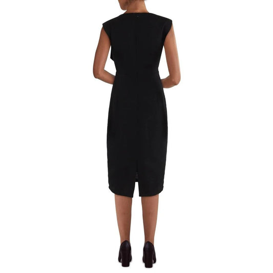Gracia Bow Tweed Cocktail Dress - Black