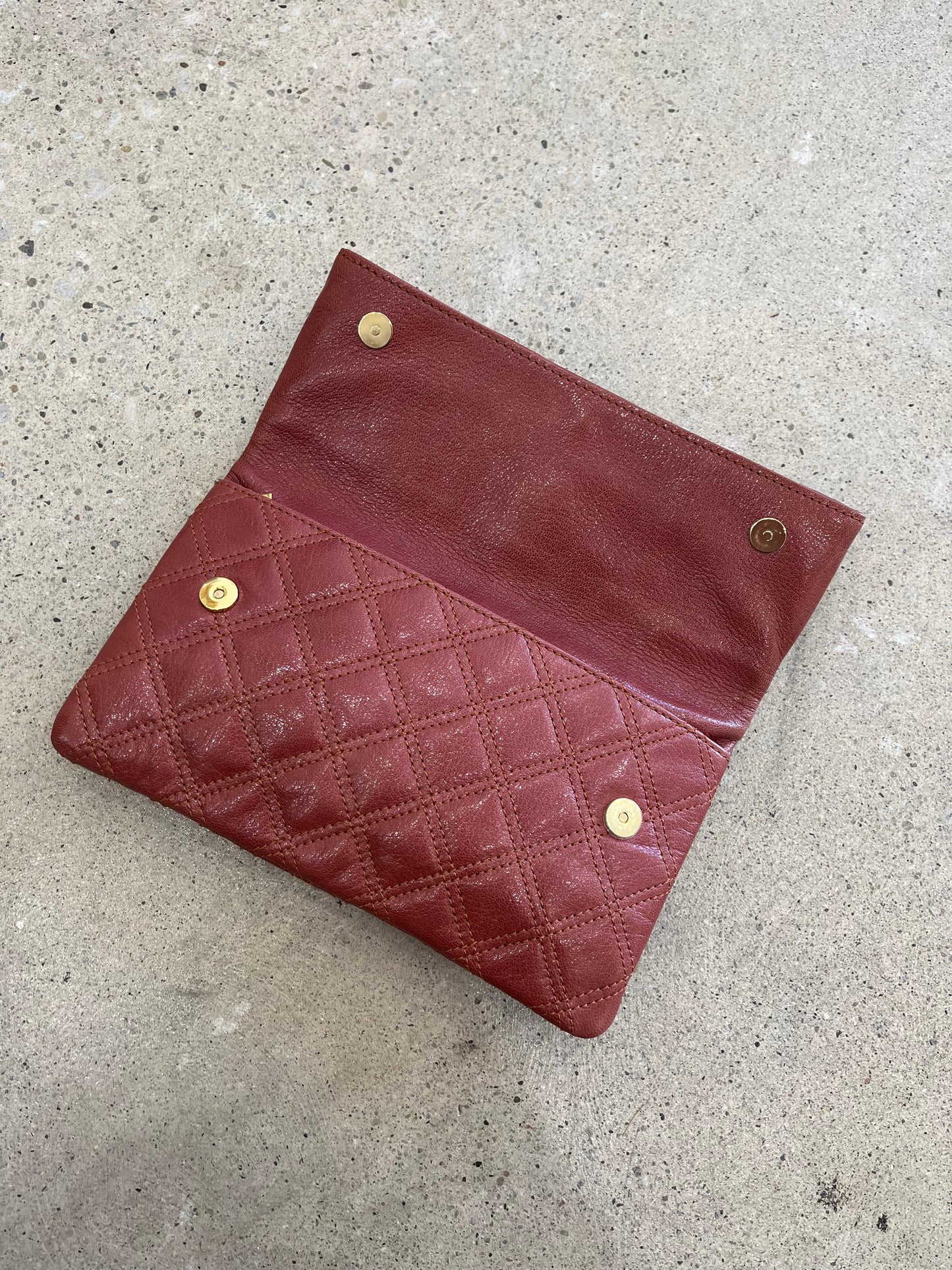 Marc Jacobs Quilted Leather Clutch - Rust