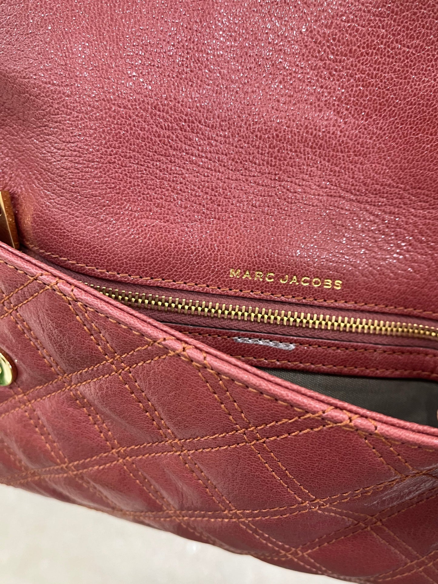 Marc Jacobs Quilted Leather Clutch - Rust