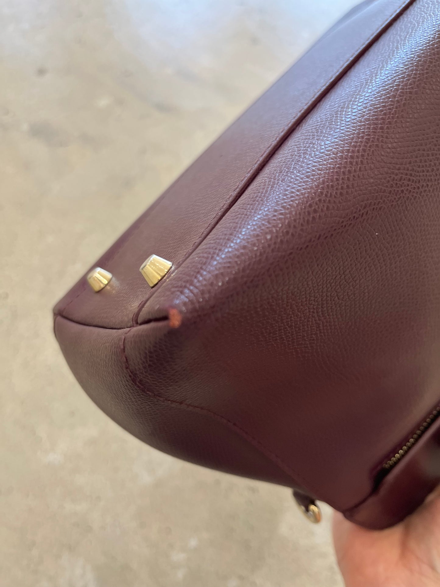 Furla Leather Convertible Satchel Bag - Bordeaux