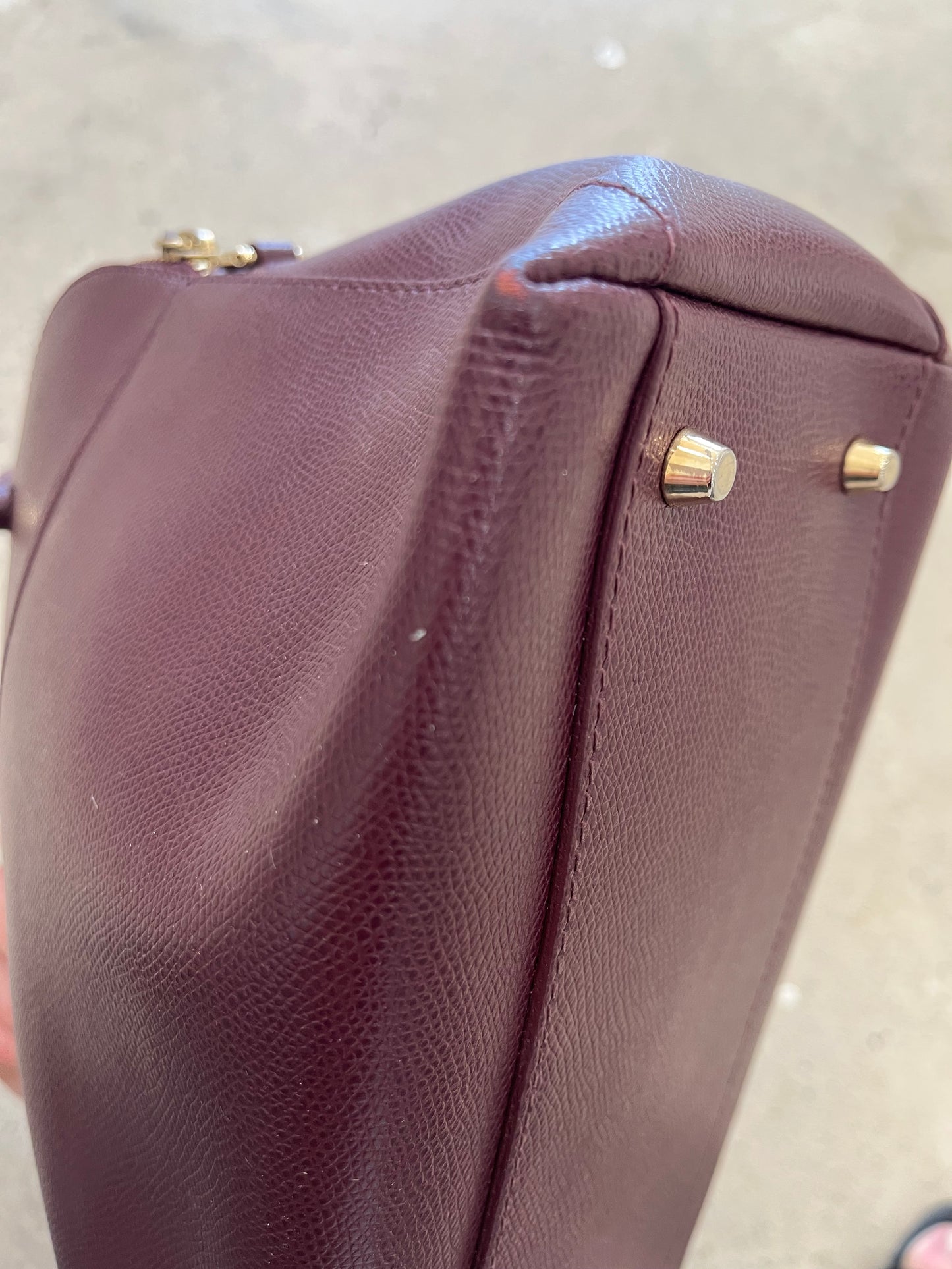 Furla Leather Convertible Satchel Bag - Bordeaux