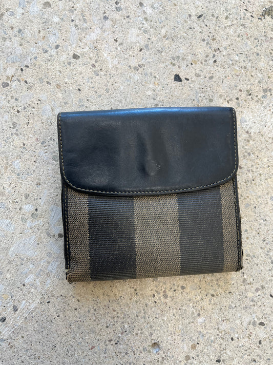 Pre-Loved Fendi Square Snap Wallet - Striped