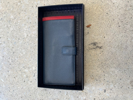 Pre-Loved Prada Long Snap Wallet - Navy/Red