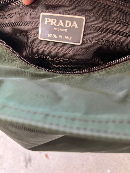 Pre-Loved Prada Nylon Shoulder Bag - Olive
