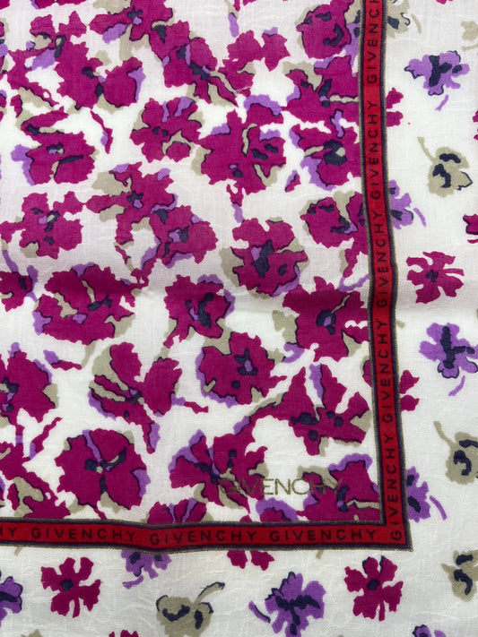 *Pre-Loved* 18x18 Givenchy Floral Scarf - Red/Purple