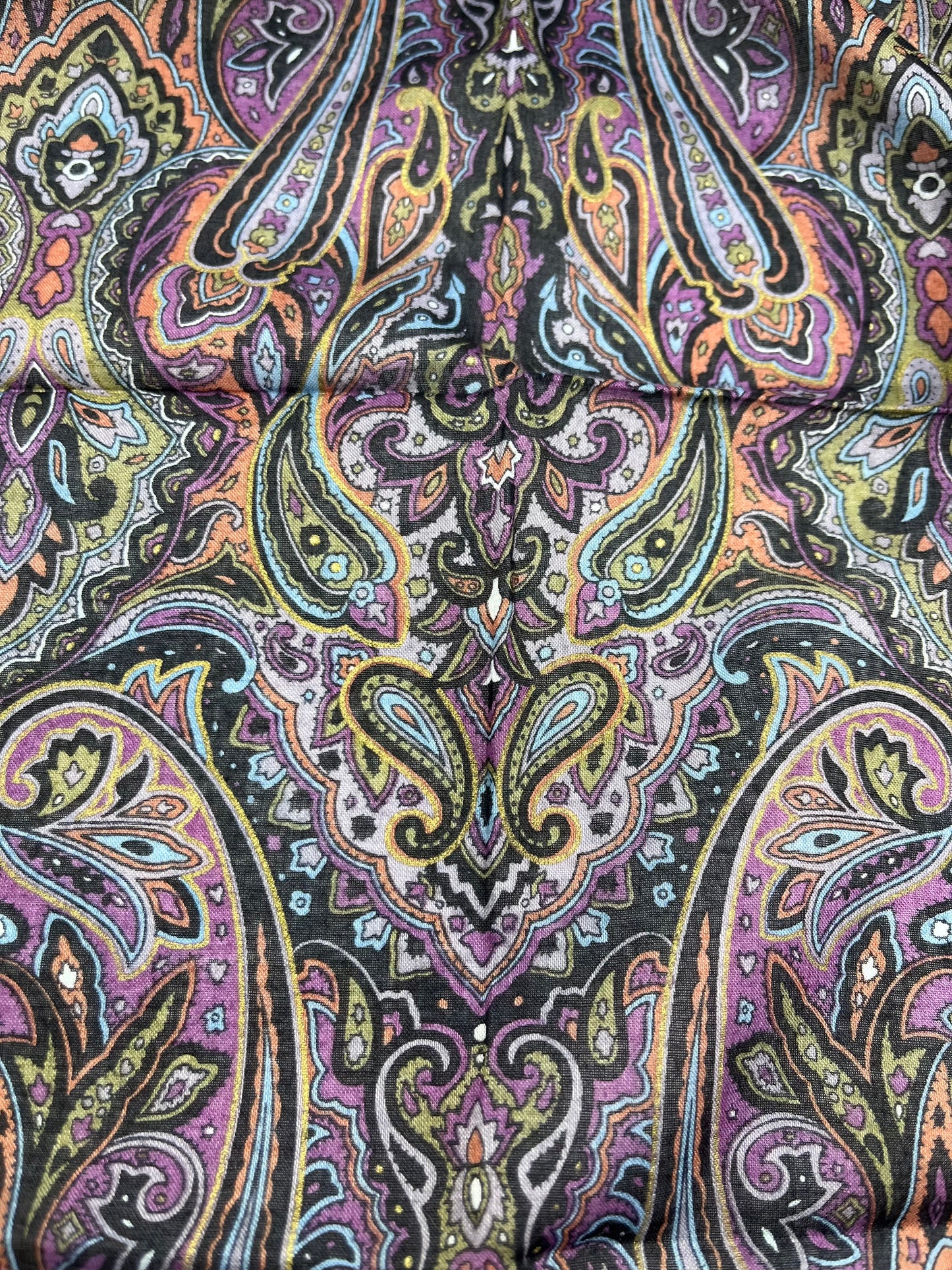 Pre-Loved 19x19 YSL Damask Print Scarf - Multi/Gry Trim