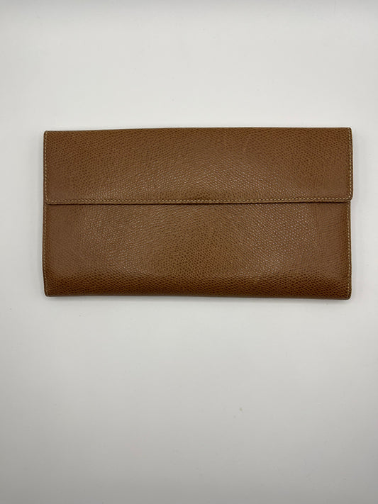 Pre-Loved Loewe Anagram Long Bifold Travel Wallet - Cognac