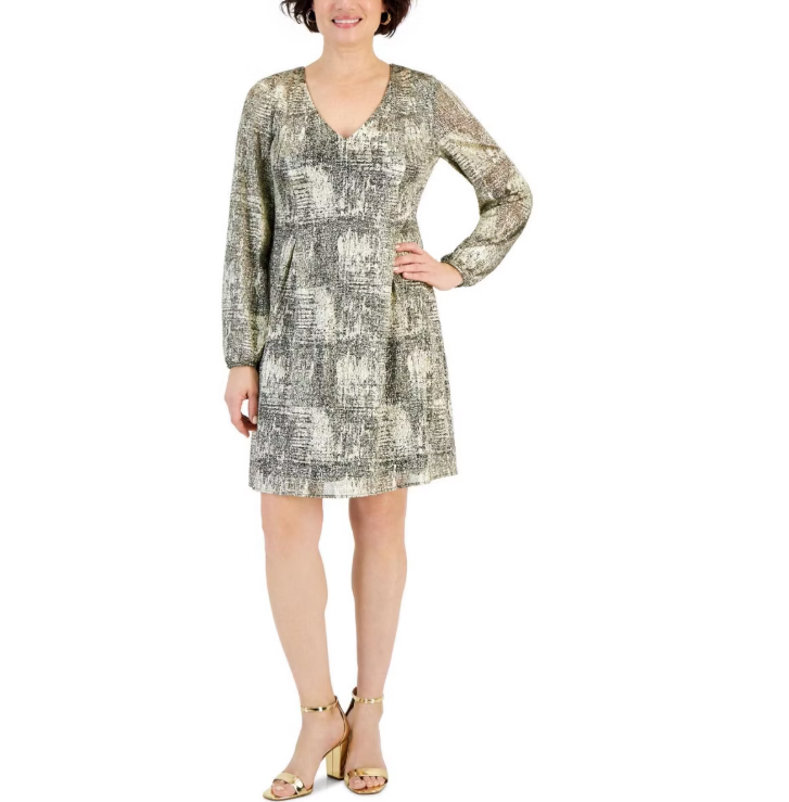 INC Metallic Shift Dress