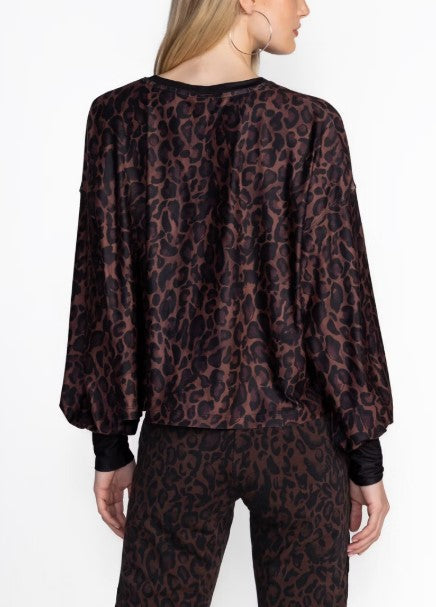 Johnny Was Active Drop Shoulder Crew Neck Tee - French Leopard