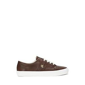 Ralph Lauren Janson II Burnished Leather Sneakers - Dk. Mahogany 8.5