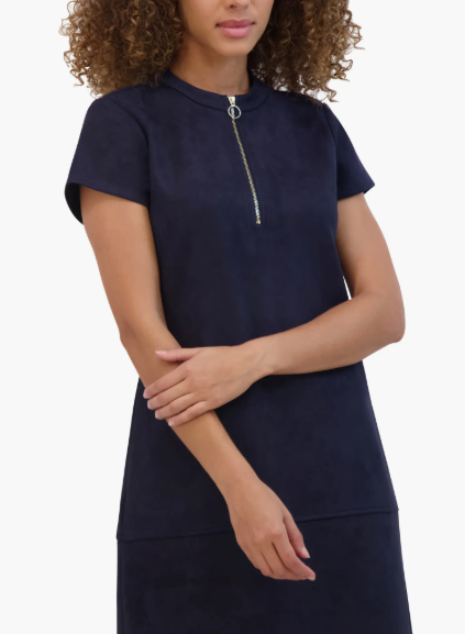 Kensie Dresses Faux Suede Shift Dress - Navy