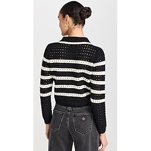 Line & Dot Women's Let Me Be Cardigan - Black/Ivory, XS