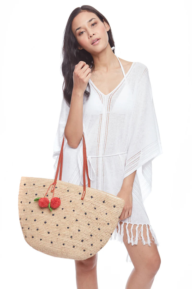 Mar Y Sol Florence Straw Tote w/ Cherries
