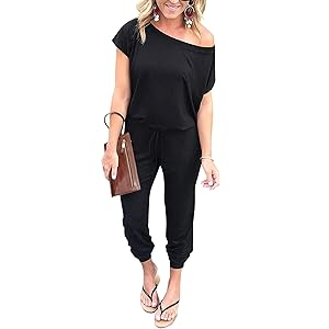 PrettyGarden Off the Shoulder Jumpsuit - Black