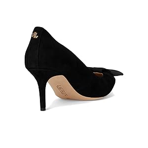 Ralph Lauren Lanette Bow-Trim Suede Pumps - Blk 6.5