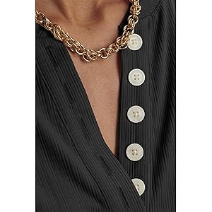 Varley Kasey Mock Placket Rib Tee - Blk