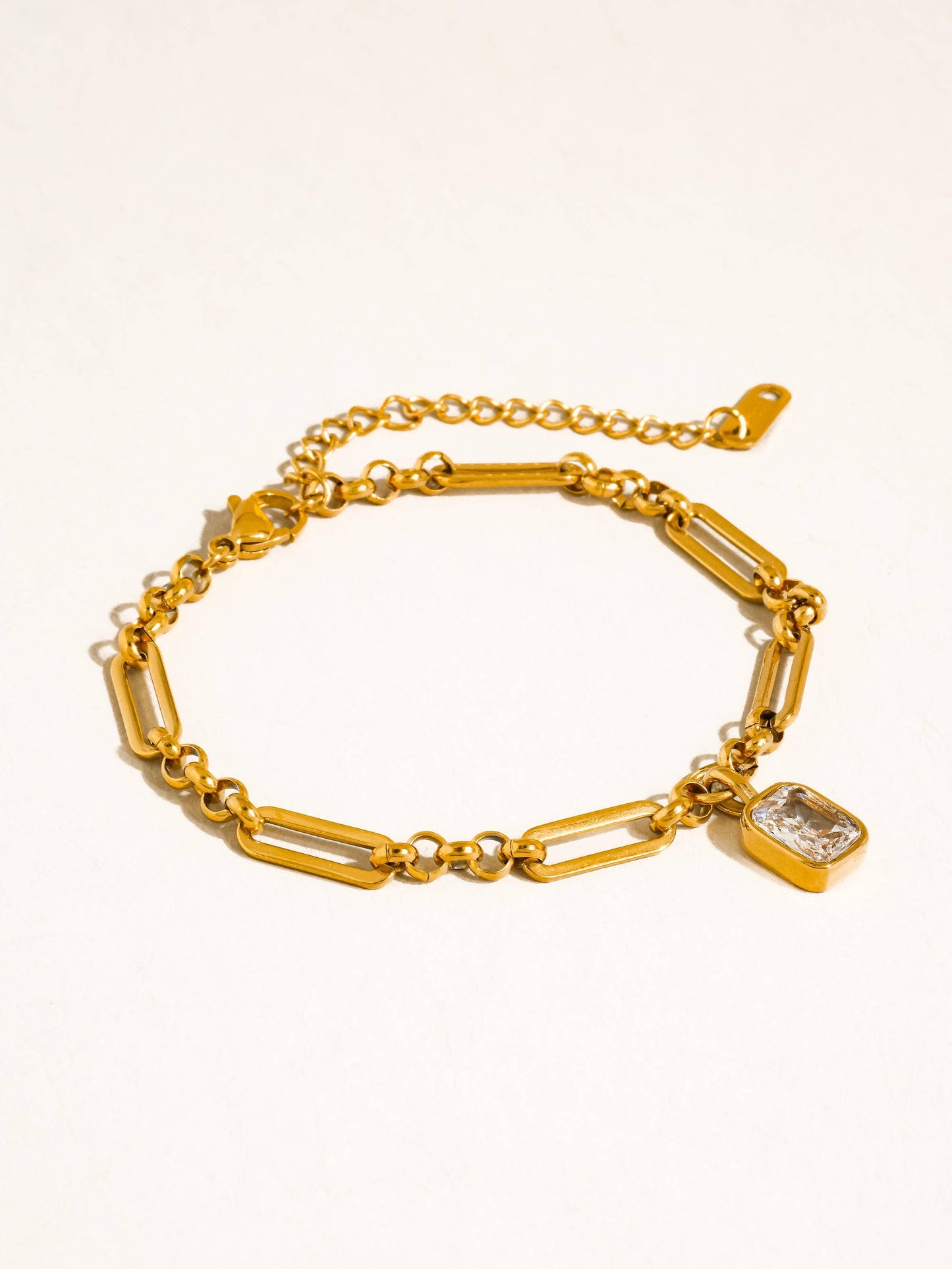 FM Leland CZ Link Bracelet - 18K Gold Plated