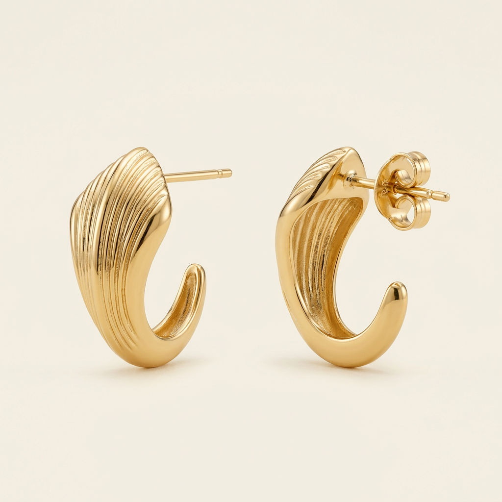 Forme Sculptural Curved Earrings - 14K Gold Filled