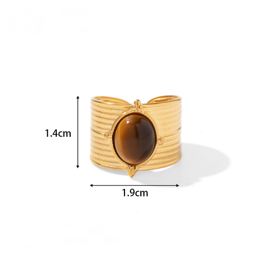 Mio Queena Inlaid Stone Rings - Gold