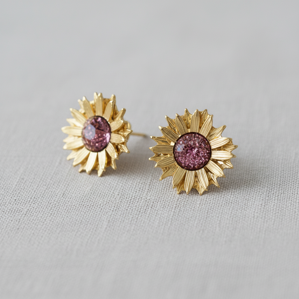 Vintage Style Sunflower Earrings
