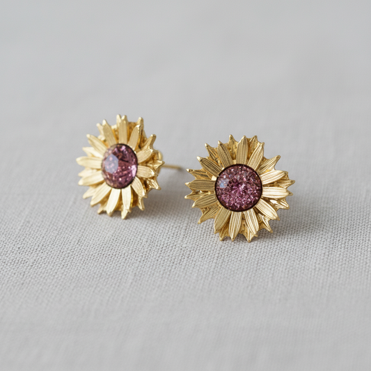 Vintage Style Sunflower Earrings