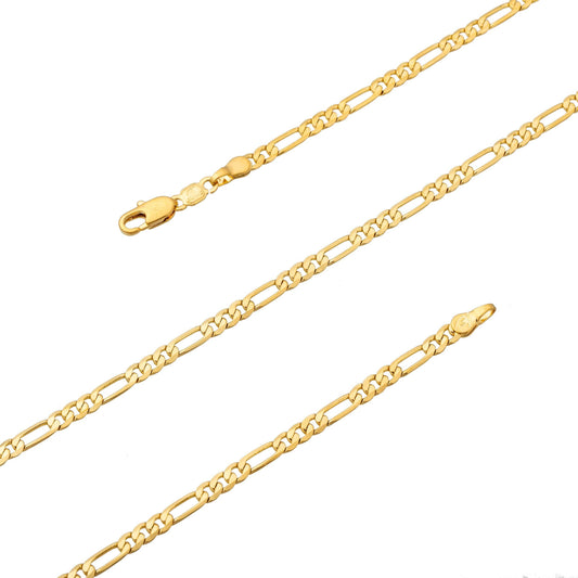 Flat Figaro Chain Necklace - 24K Gold Filled