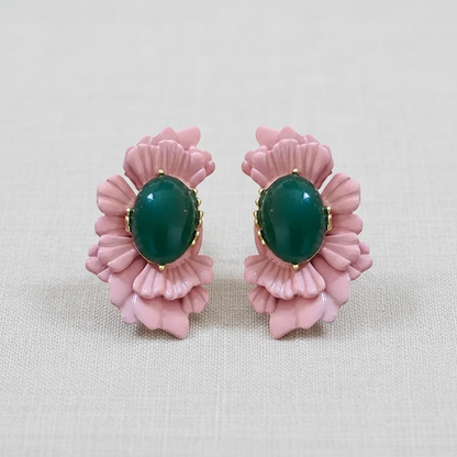 CD Vintage Needle Glass Floral Earrings