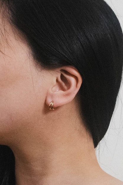 Lovoda Split Huggie Earring Cuffs - 18K Gold Plated