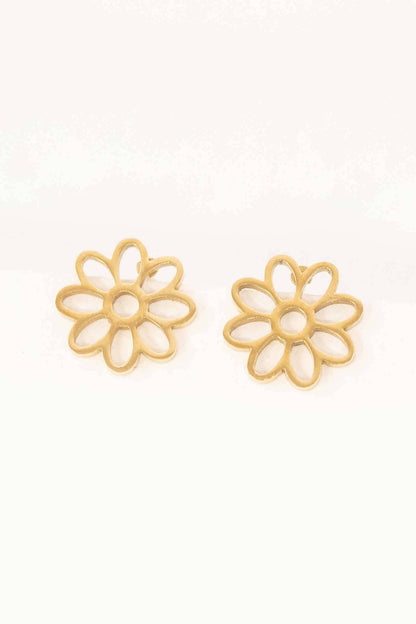 Lovoda Daisy Outline Stud Earrings - 14K Gold Plated