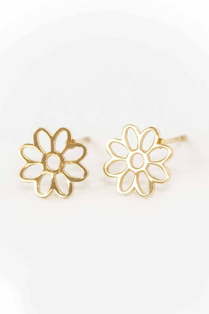 Lovoda Daisy Outline Stud Earrings - 14K Gold Plated