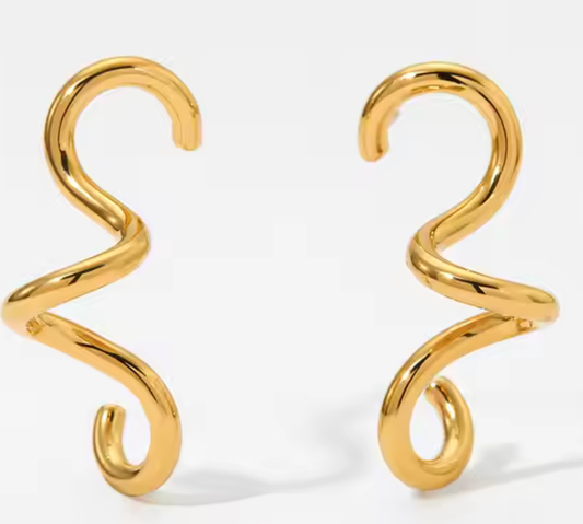 Squiggle Post Drop Earrings - 14K Gold Plated