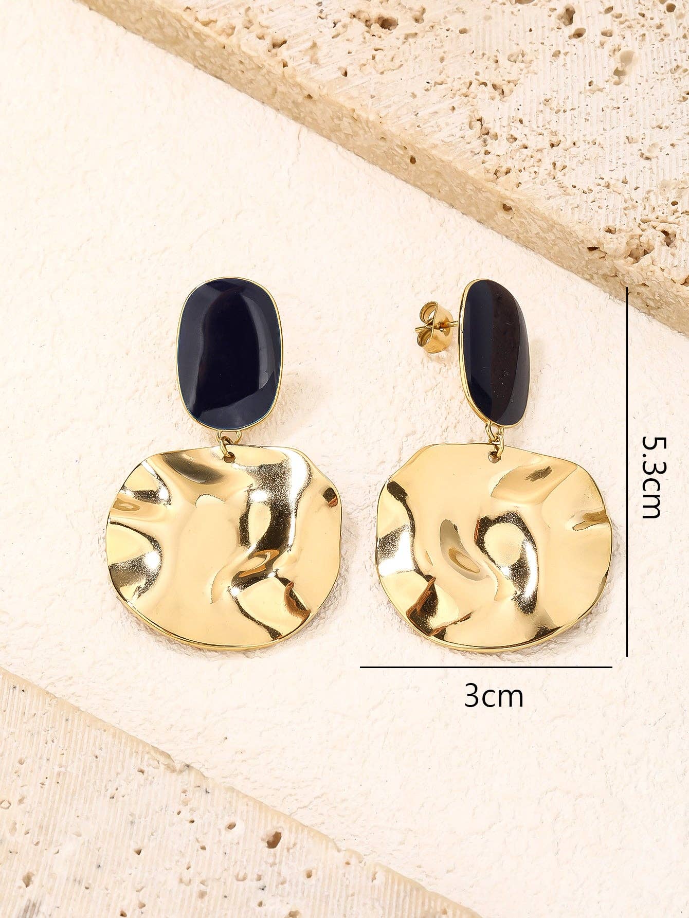 RB Chunky Disc Drop Earrings - Red/18K Gold Plated