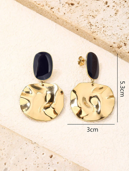 RB Chunky Disc Drop Earrings - Red/18K Gold Plated