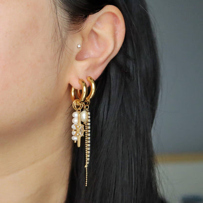 Jessa Lucia Dangle Charm Hoops - Gold