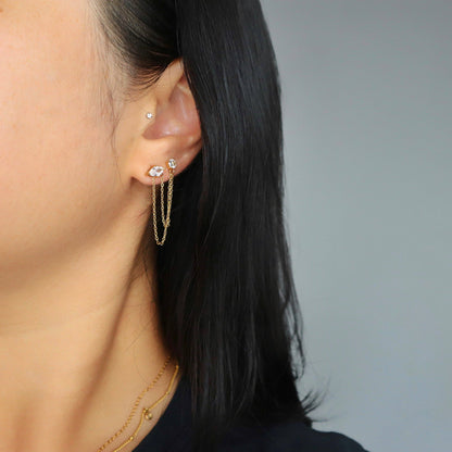 Jessa Ryann Double Chain Studs - Gold